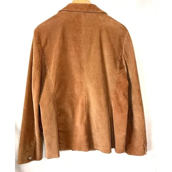 Vtg LL BEAN Corduroy Blazer Jacket Women's 12 Cotton Camel Academia Professor - Picture 3 of 10